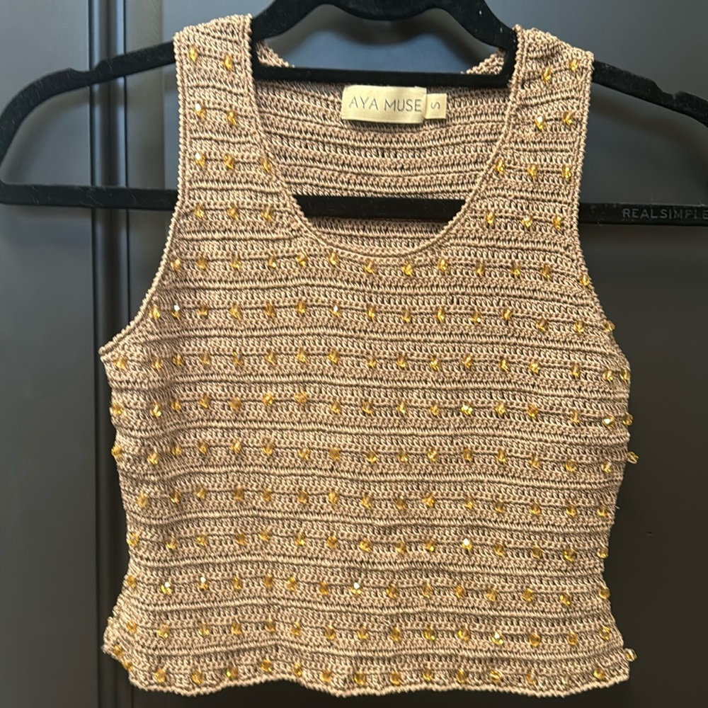 PRICE DROP - Aya Muse gorgeous beaded crop top